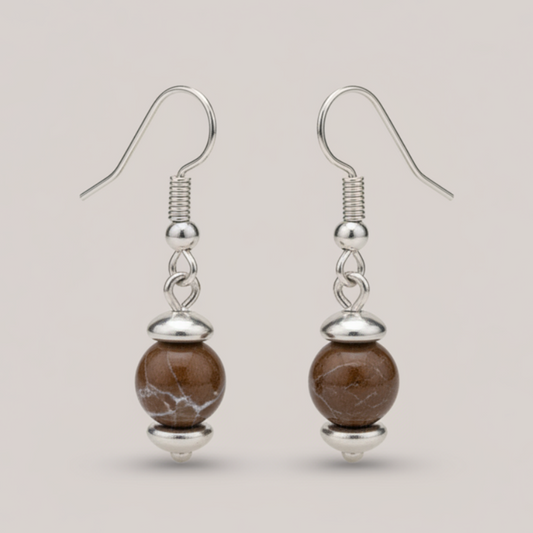 Boucles d'oreilles 1 perle en Opale Boulder (BO242)