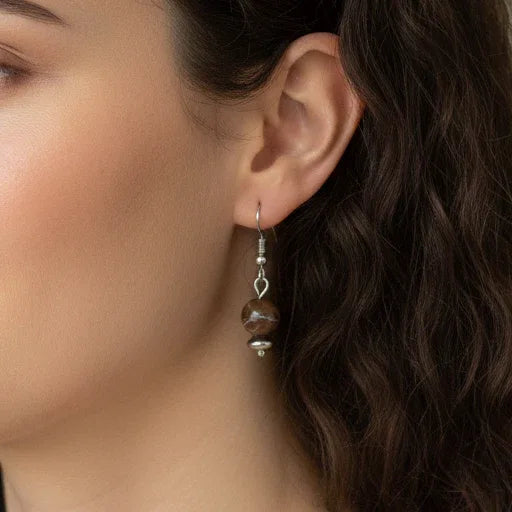 Boucles d'oreilles 1 perle en Opale Boulder (BO242)