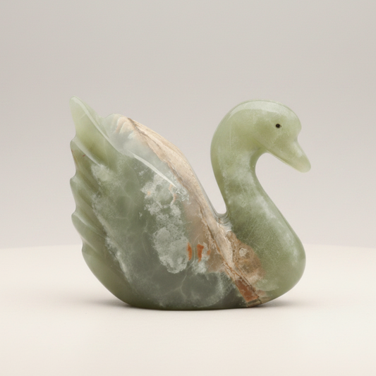 Cygne sculpté en Aragonite et Calcite (PRGFL622 - 6)