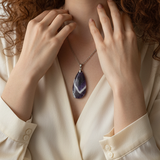 Pendentif en Améthyste chevron (PE2121)