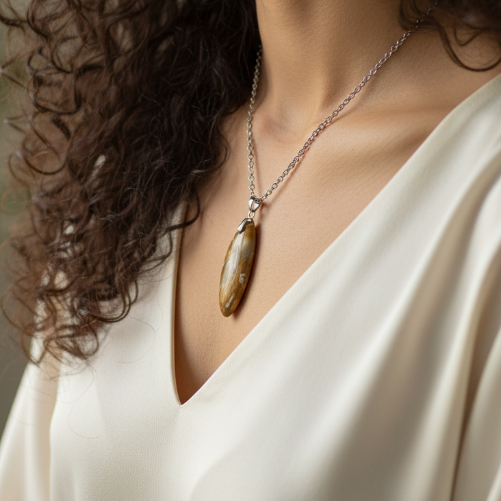 Pendentif en Bois fossilisé (PE2154)