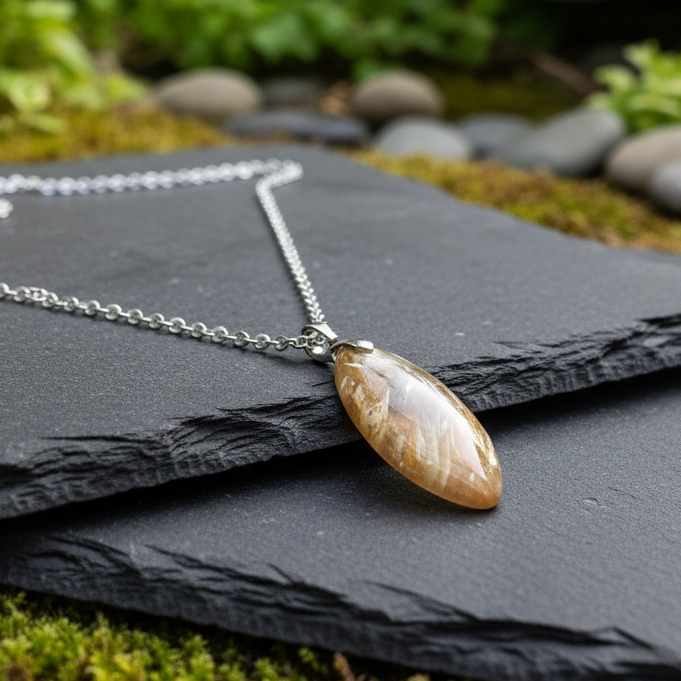Pendentif en Bois fossilisé (PE2154)