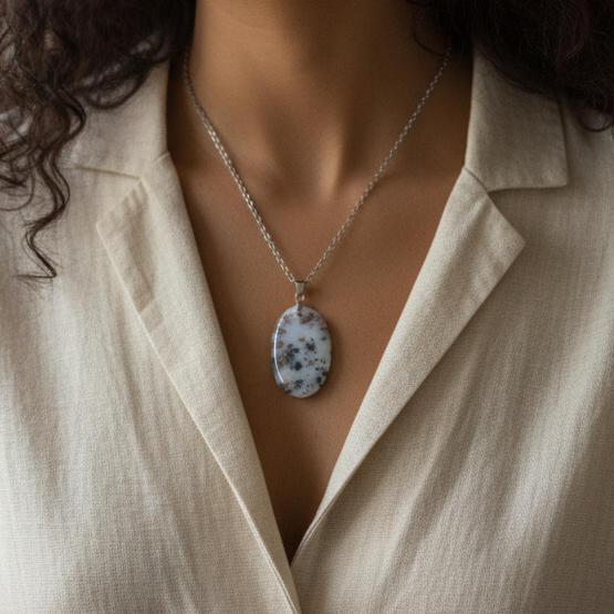 Pendentif en Agate dendritique (PE1789)