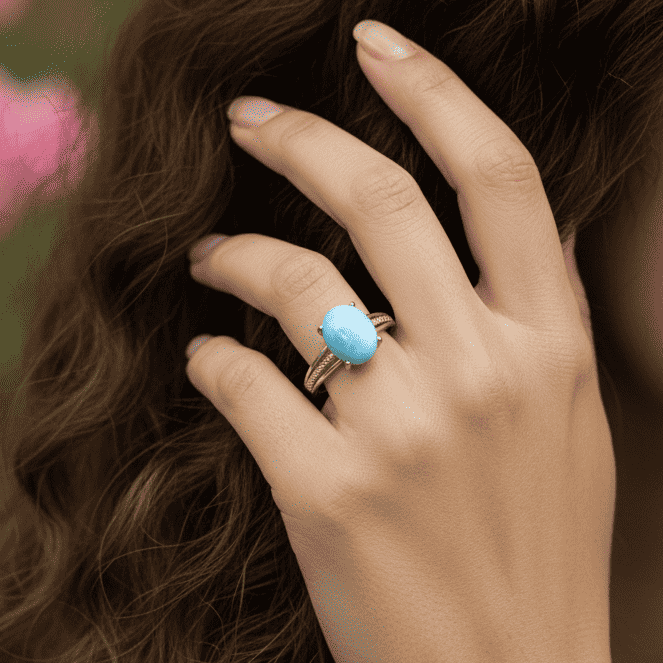 Bague réglable en Larimar et cuivre (BAG27 - 5)