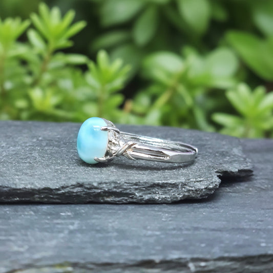 Bague réglable en Larimar et cuivre (BAG27 - 4)