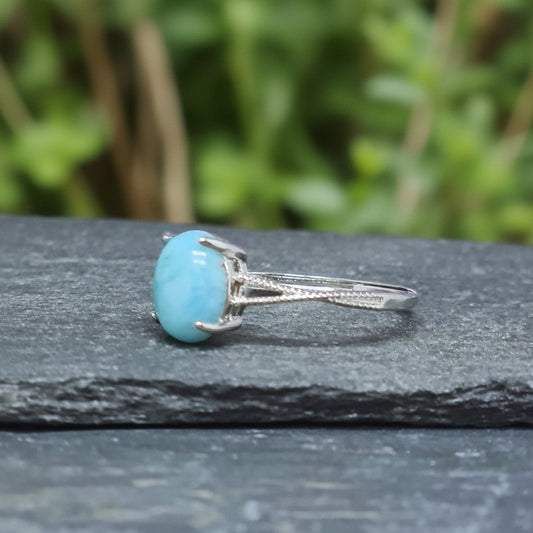 Bague réglable en Larimar et cuivre (BAG27 - 6)