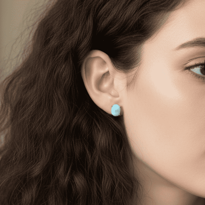 Puces d'oreilles en Larimar (BO247 - 1)