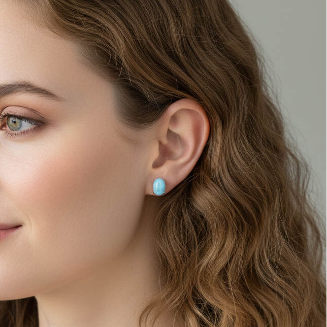 Puces d'oreilles en Larimar (BO247 - 2)