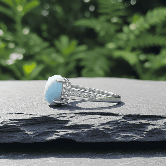 Bague réglable en Larimar et cuivre (BAG27 - 5)