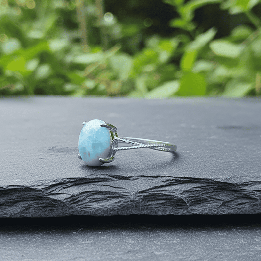 Bague réglable en Larimar et cuivre (BAG27 - 6)