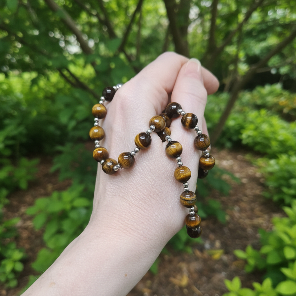 Collier en perles d'Œil de Tigre (COL26-2)