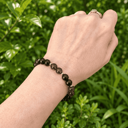 Bracelet en Quartz fumé et Tourmaline noire