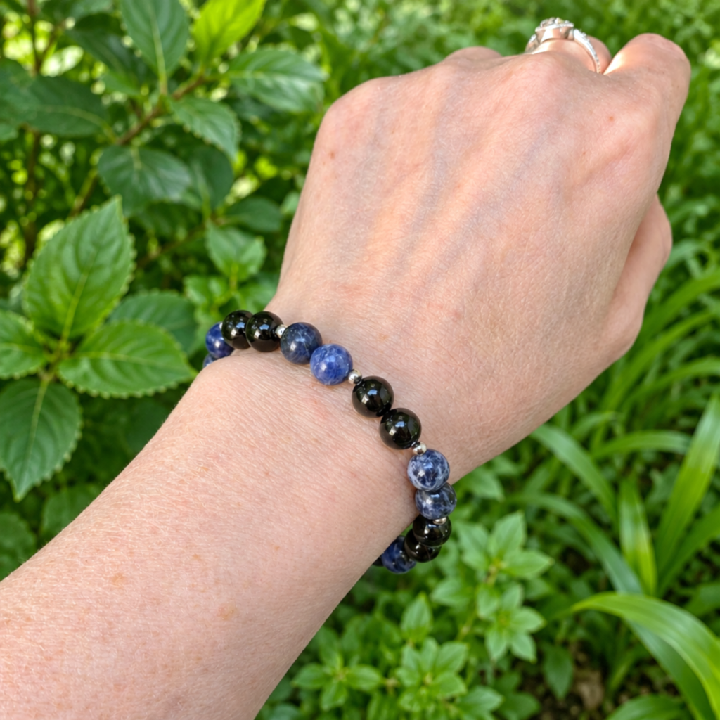 Bracelet en Sodalite et Tourmaline noire