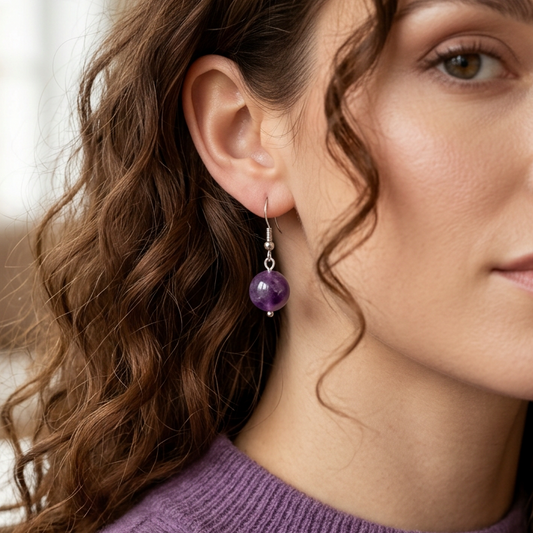Boucles d'oreilles en Fluorite violette (BO256)