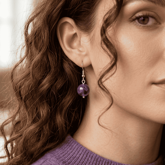 Boucles d'oreilles en Fluorite violette (BO256)