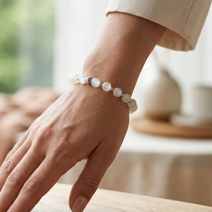 Bracelet en Pierre de Lune blanche