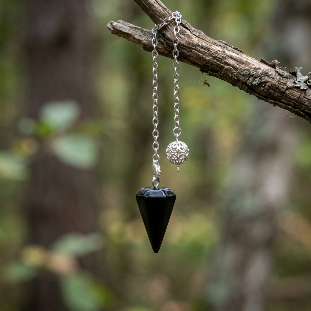 Pendule en Obsidienne noire de petite taille (PEND23)