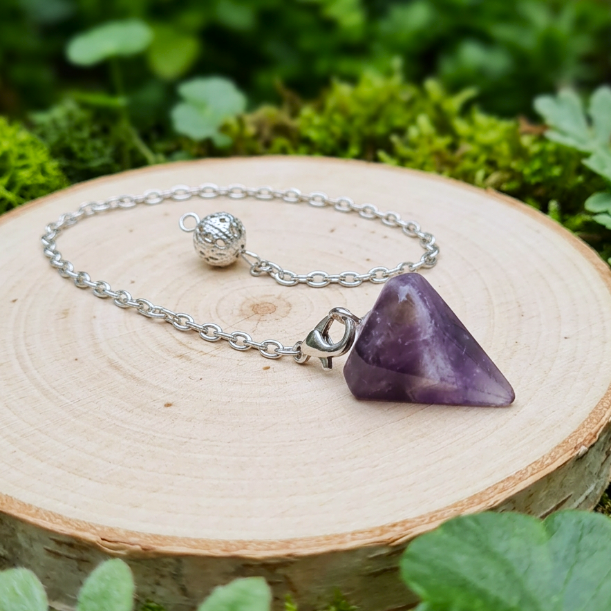 Pendule en Améthyste chevron de petite taille (PEND25)