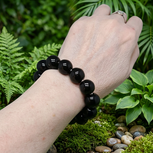 Bracelet en Obsidienne noire 15mm