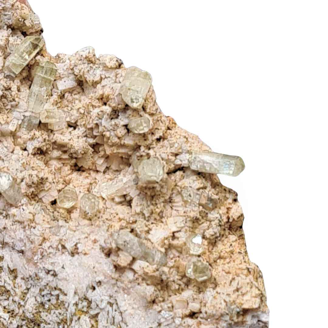 Cristaux d'Apatite jaune sur Calcite (MB187) - ENAE Minéraux