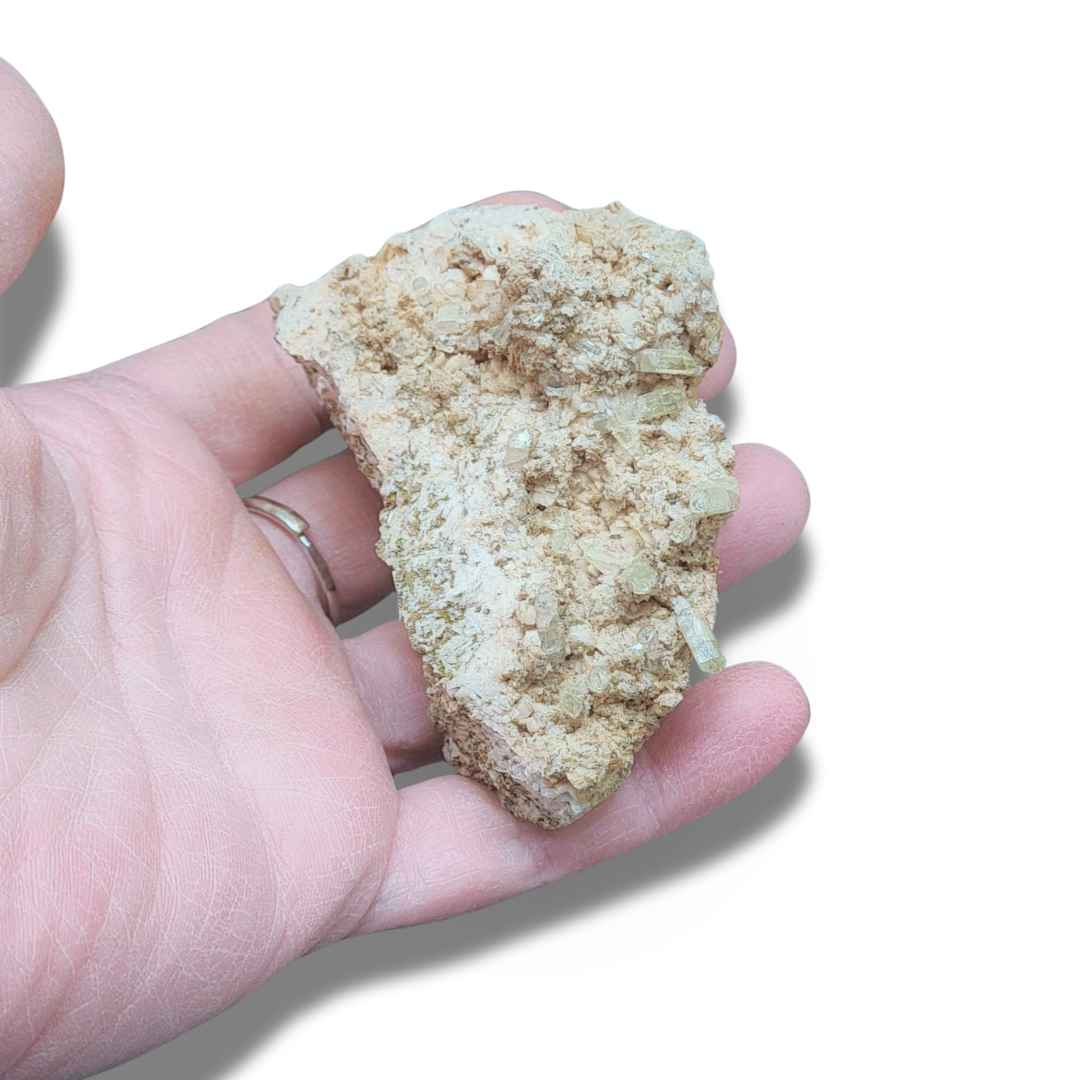 Cristaux d'Apatite jaune sur Calcite (MB187) - ENAE Minéraux