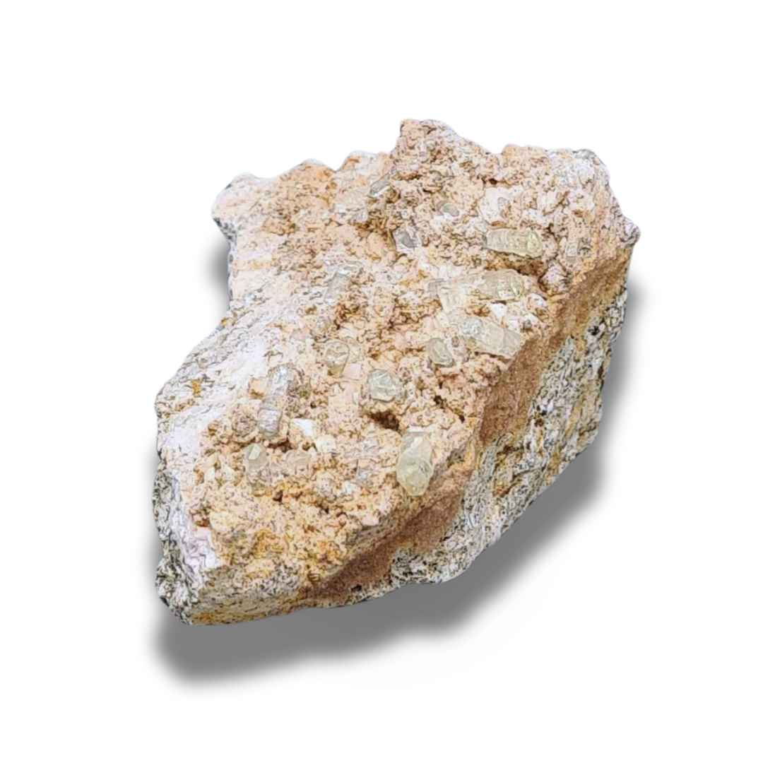 Cristaux d'Apatite jaune sur Calcite (MB187) - ENAE Minéraux