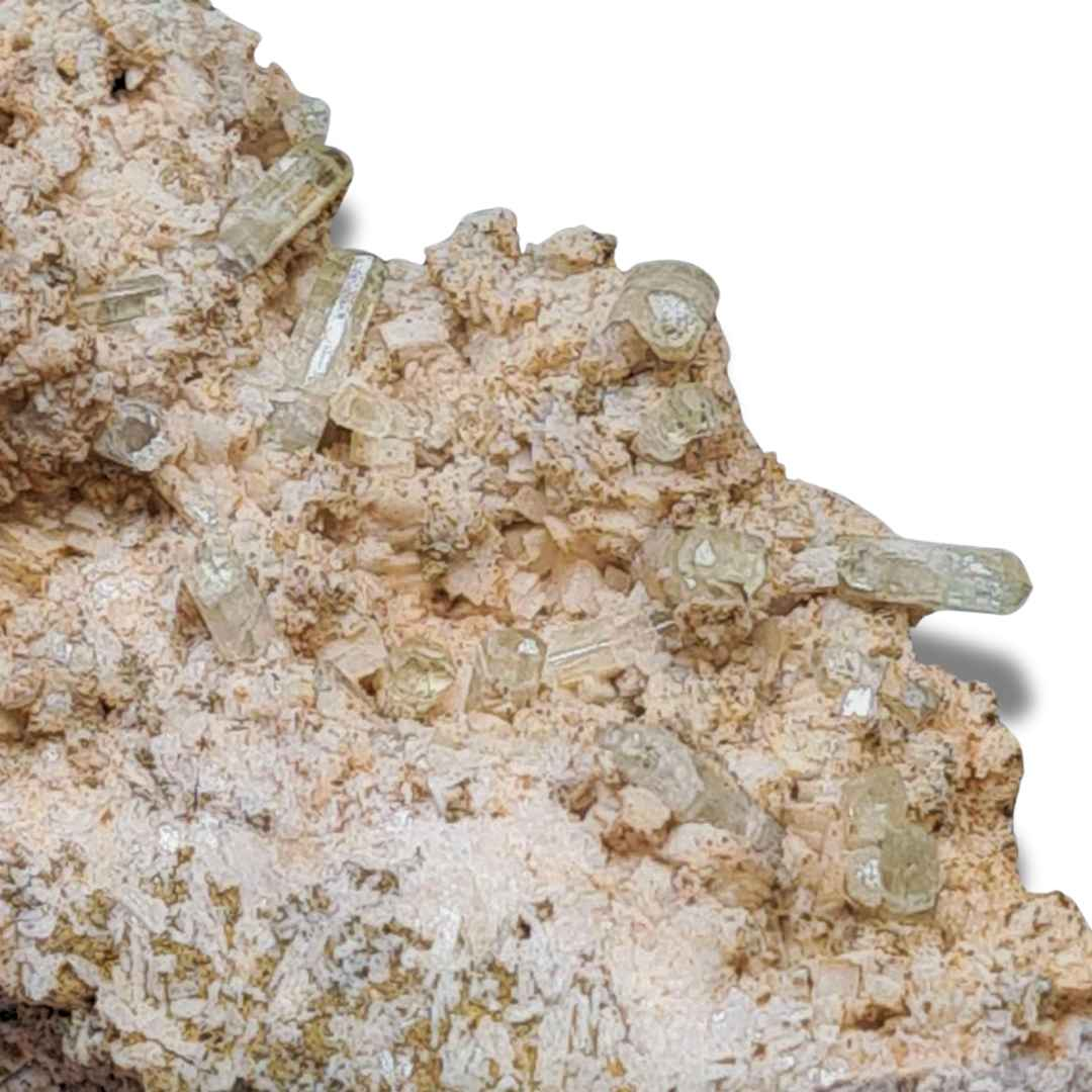 Cristaux d'Apatite jaune sur Calcite (MB187) - ENAE Minéraux