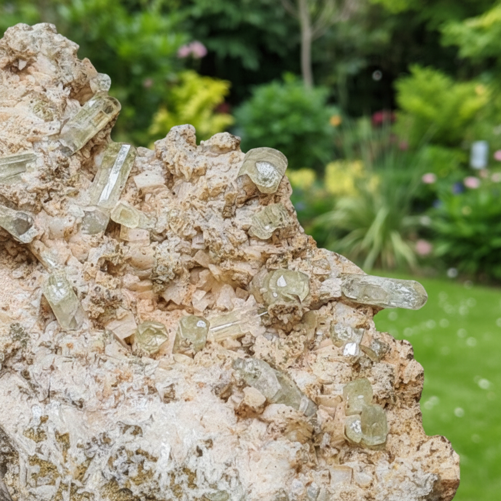 Cristaux d'Apatite jaune sur Calcite 140g (MB187)