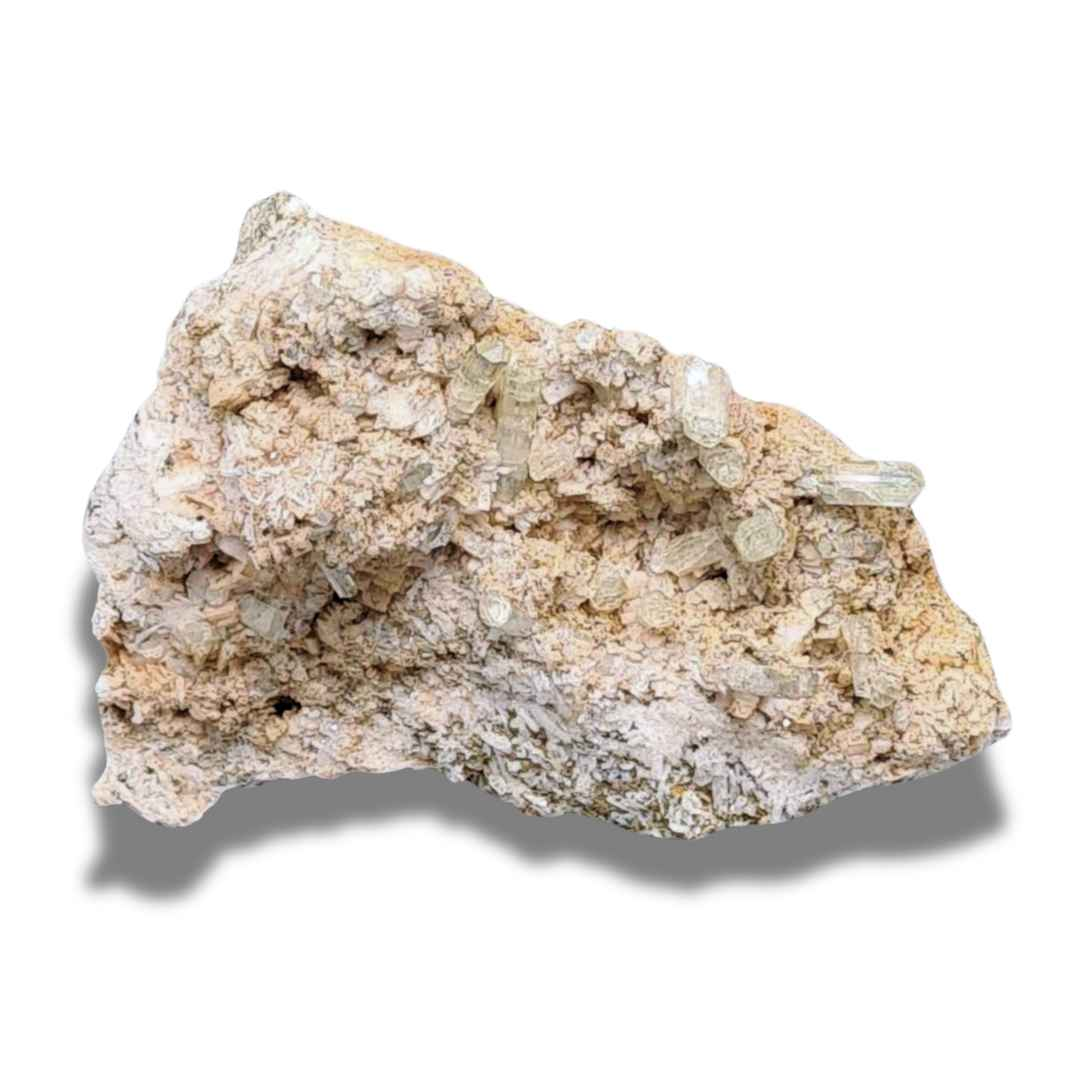 Cristaux d'Apatite jaune sur Calcite (MB187) - ENAE Minéraux