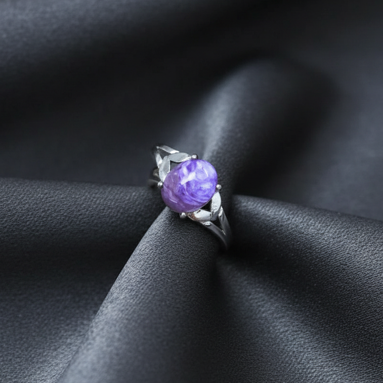 Bague réglable en Charoïte (BAG23)