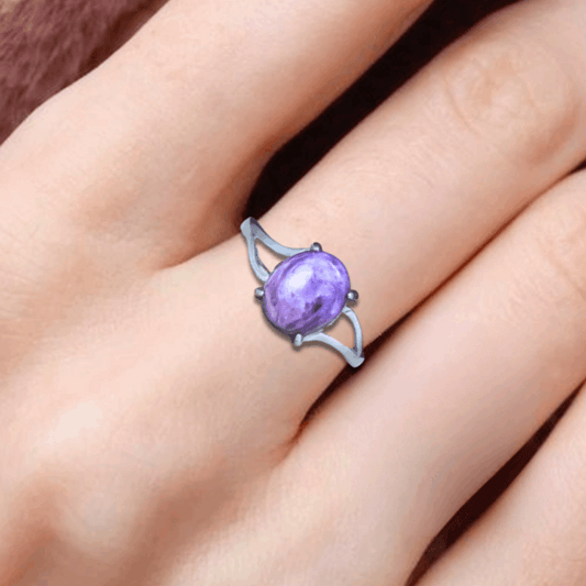 Bague réglable en Charoïte (BAG24-4)
