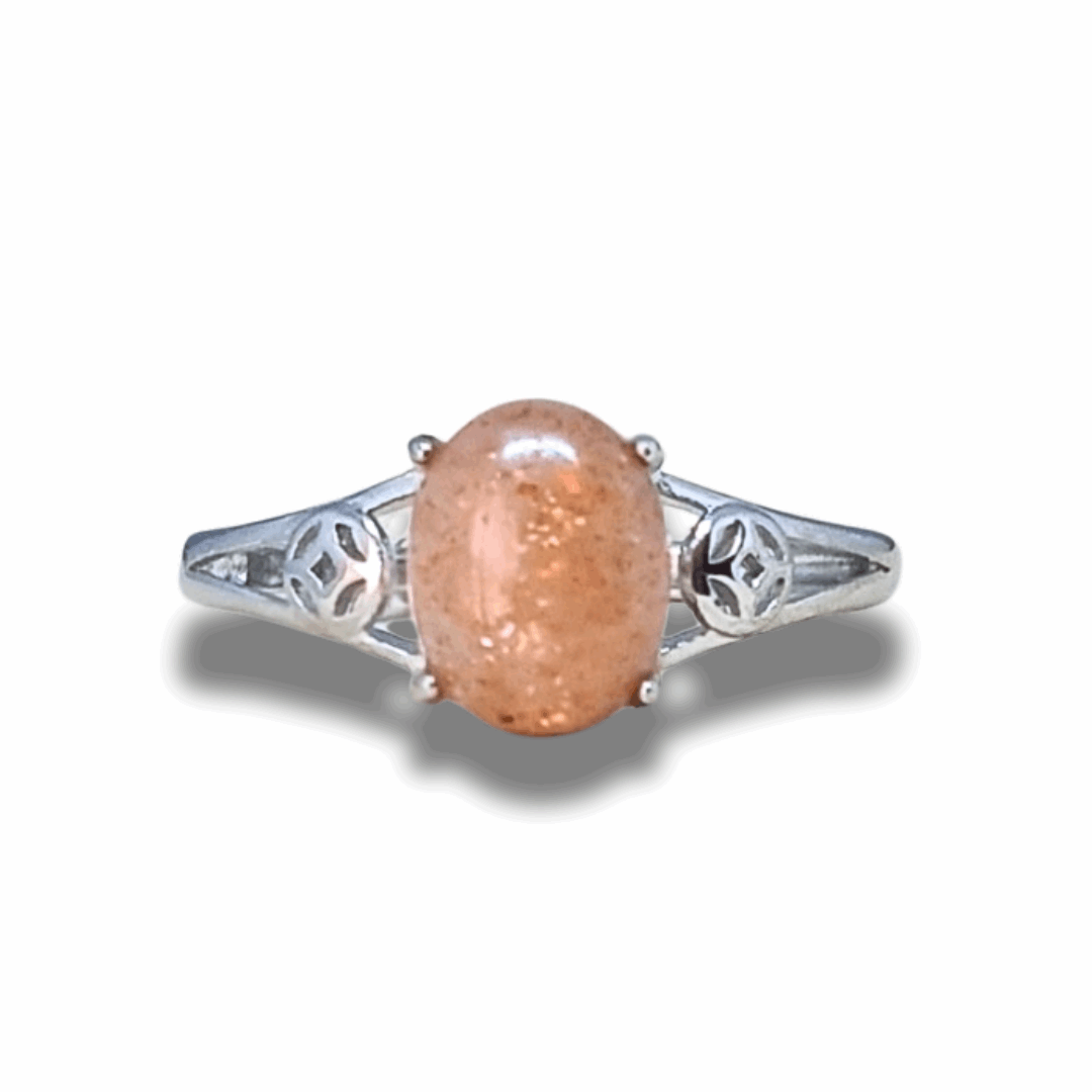 Bague réglable en Pierre de Soleil (BAG62-4)