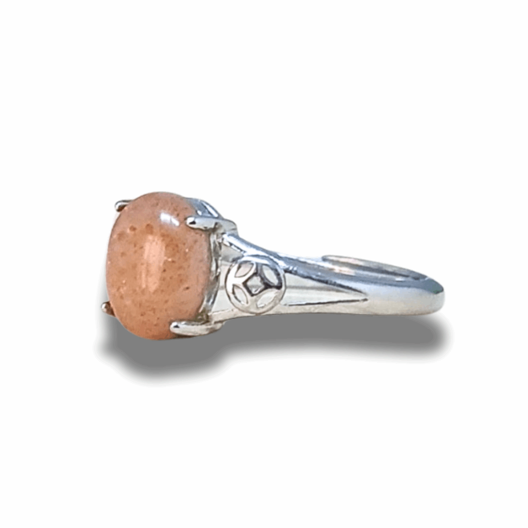 Bague réglable en Pierre de Soleil (BAG62-4)