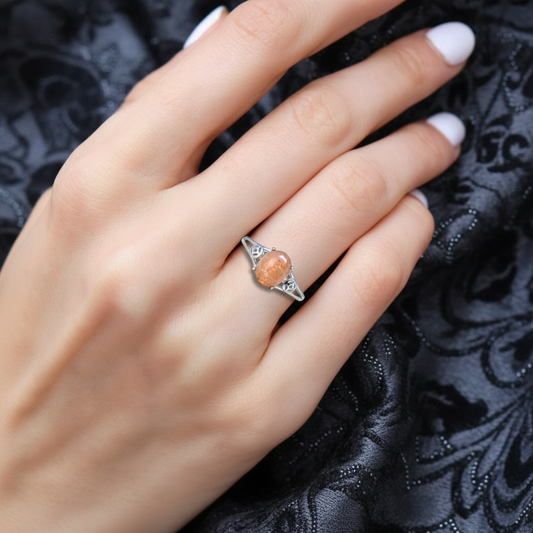 Bague réglable en Pierre de Soleil (BAG62-4) - ENAE Minéraux