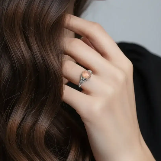 Bague réglable en Pierre de Soleil (BAG62 - 4)