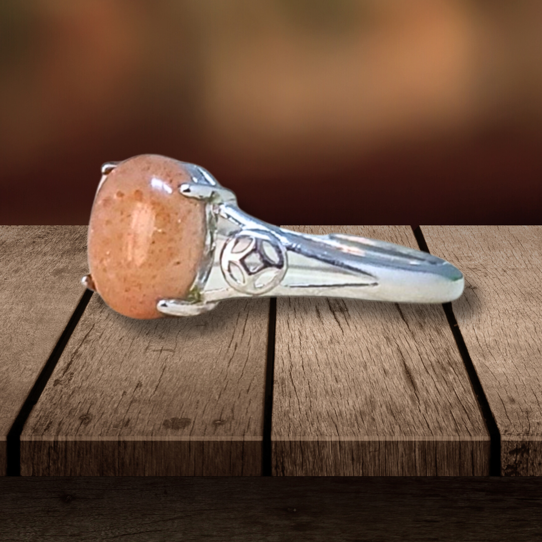 Bague réglable en Pierre de Soleil (BAG62-4) - ENAE Minéraux