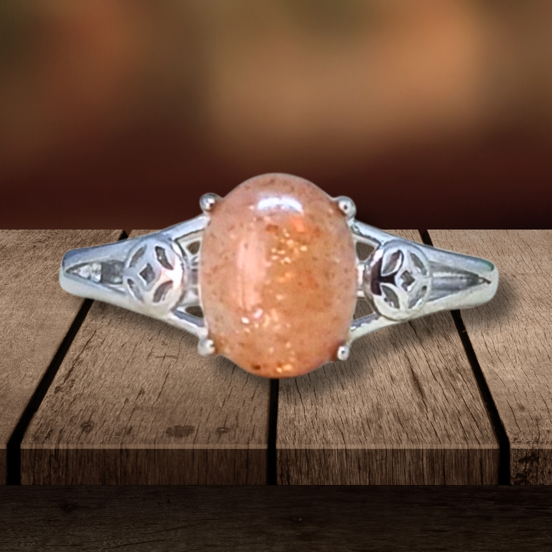 Bague réglable en Pierre de Soleil (BAG62-4) - ENAE Minéraux