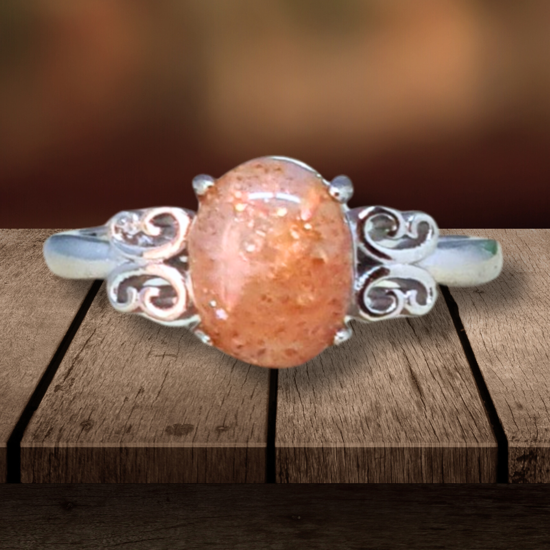 Bague réglable en Pierre de Soleil (BAG62-5) - ENAE Minéraux