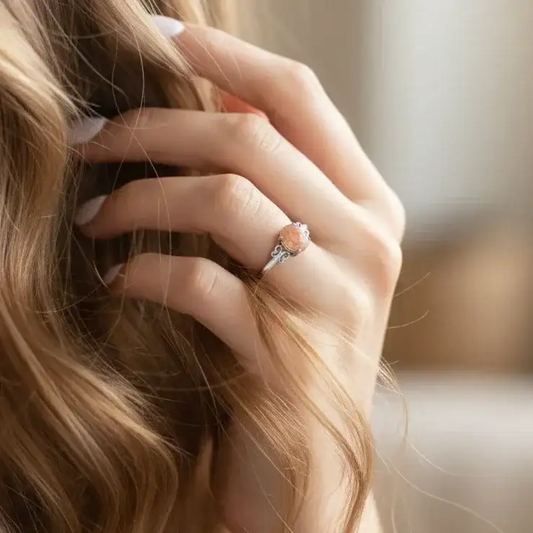 Bague réglable en Pierre de Soleil (BAG62 - 5)