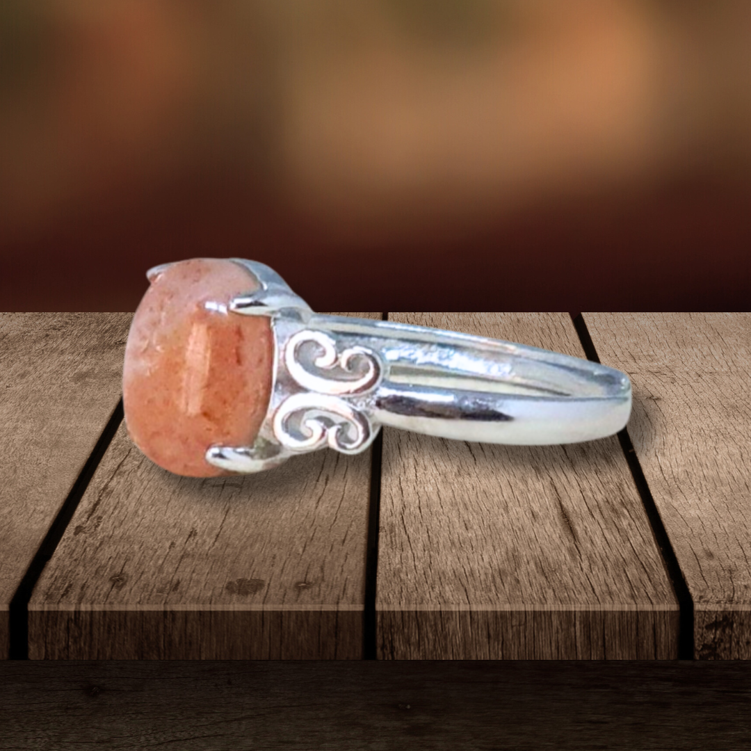 Bague réglable en Pierre de Soleil (BAG62-5) - ENAE Minéraux