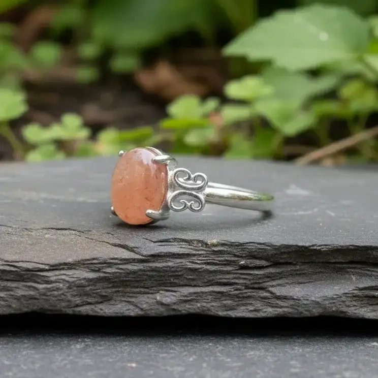Bague réglable en Pierre de Soleil (BAG62 - 5)