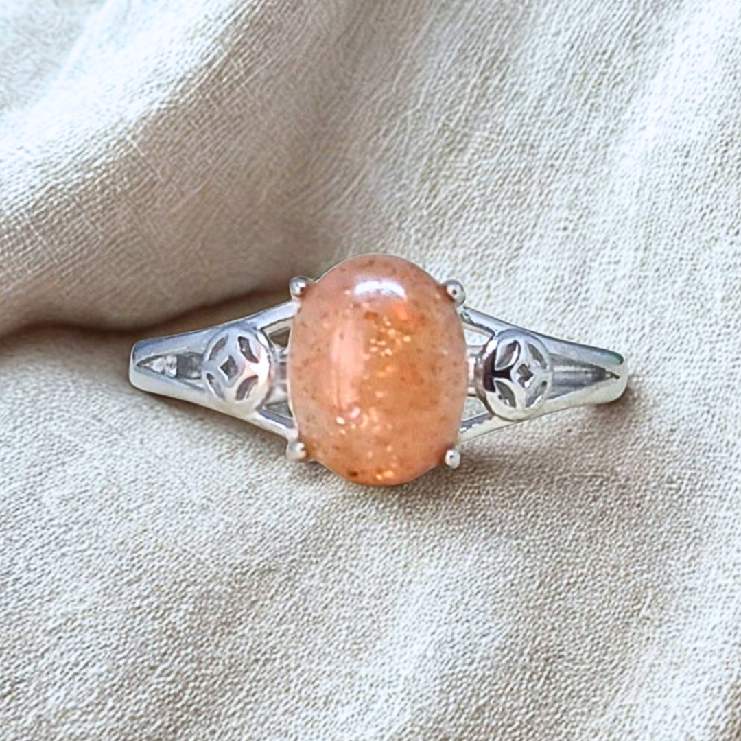 Bague réglable en Pierre de Soleil (BAG62-4)
