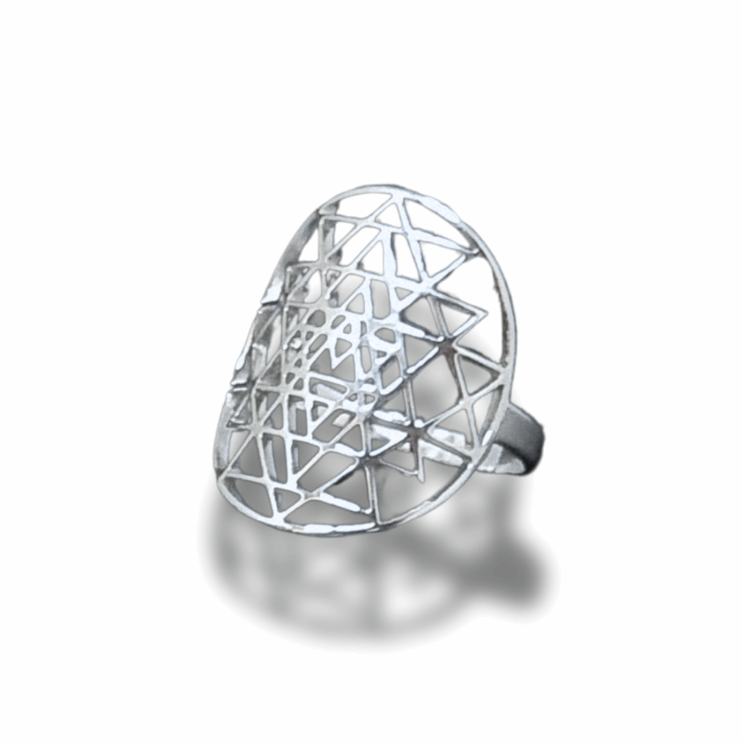 Bague réglable Sri-Yantra en acier inoxydable (BAGSY) - ENAE Minéraux