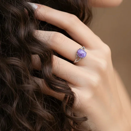 Bague réglable en Charoïte (BAG24-4)