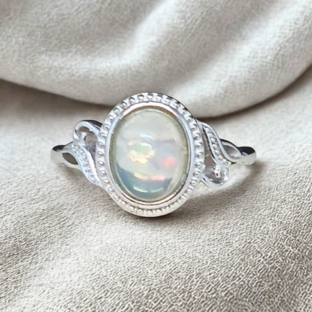 Bague réglable en Opale Welo Cristal (BAG39-1)