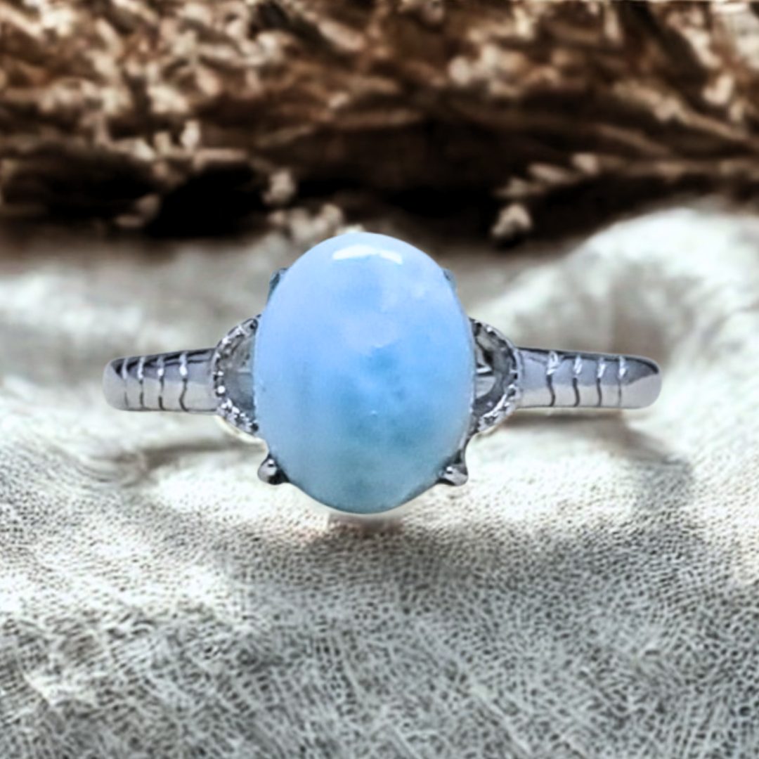 Bague réglable en Larimar (BAG27-2)
