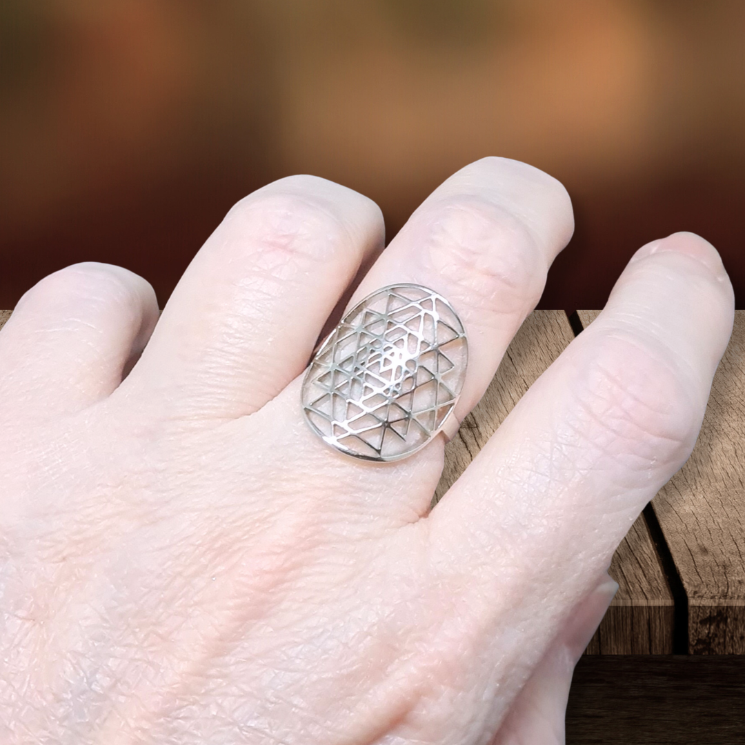 Bague réglable Sri-Yantra en acier inoxydable (BAGSY)