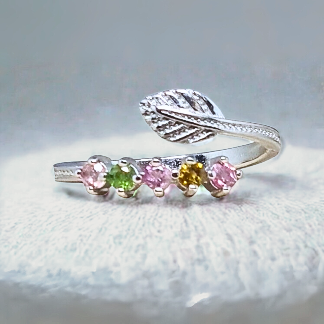 Bague réglable en Tourmaline multicolore et Argent (BAG37-1)