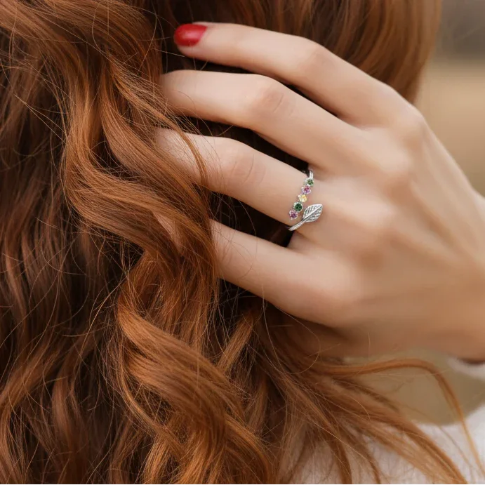 Bague réglable en Tourmaline multicolore et Argent (BAG37 - 2)