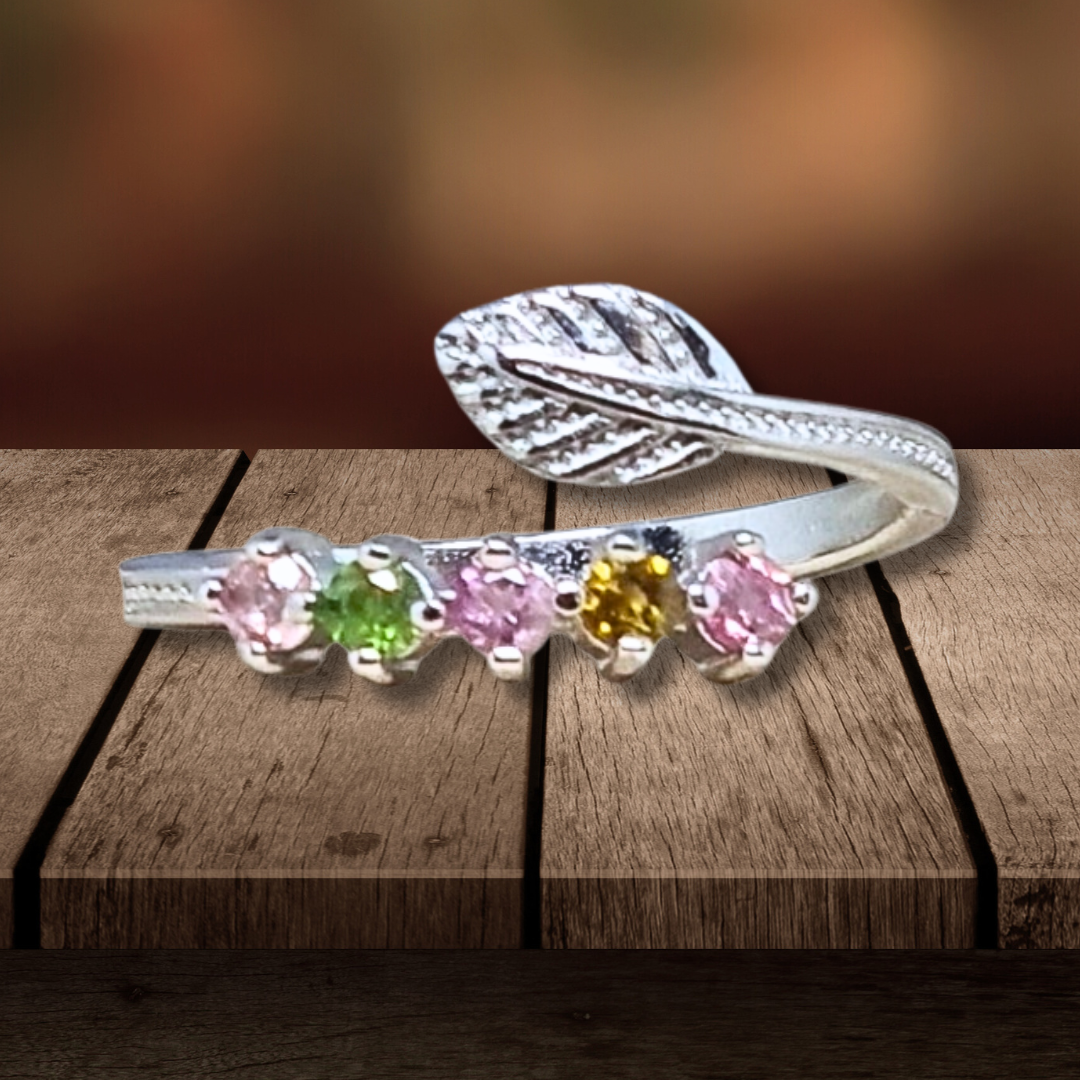 Bague réglable en Tourmaline multicolore et Argent (BAG37-1) - ENAE Minéraux